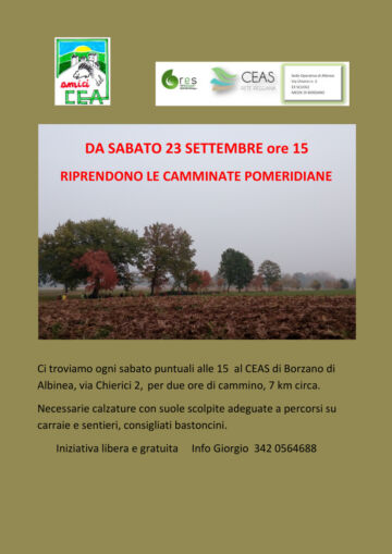 Leggi: «Sabato 23 settembre riprenderanno le camminate…»