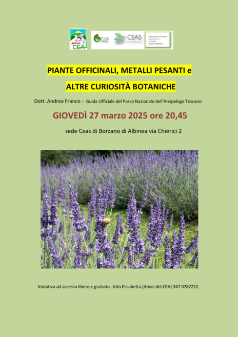 Leggi: «Giovedì 27 marzo “Piante officinali, metalli…»