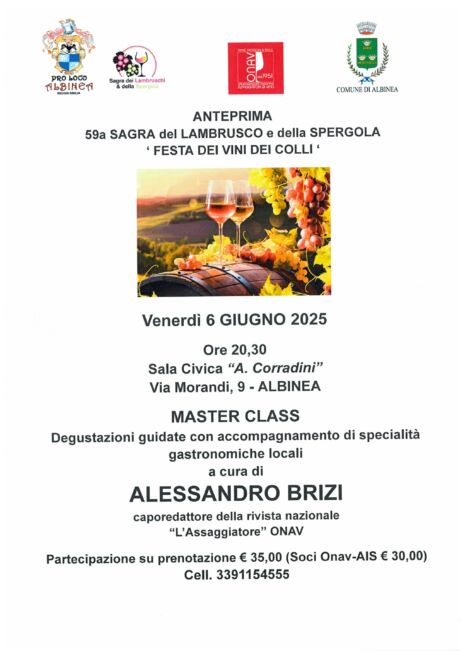 Leggi: «Master Class con degustazioni guidate da…»