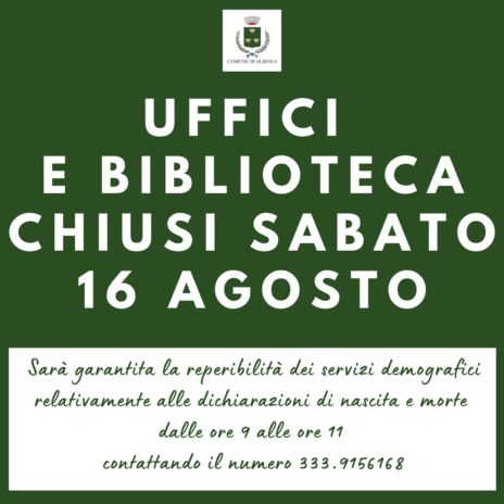Leggi: «Gli uffici comunali e la biblioteca…»