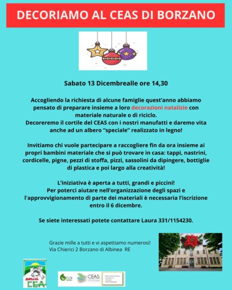 Leggi: «Sabato 13 dicembre tutti a decorare…»