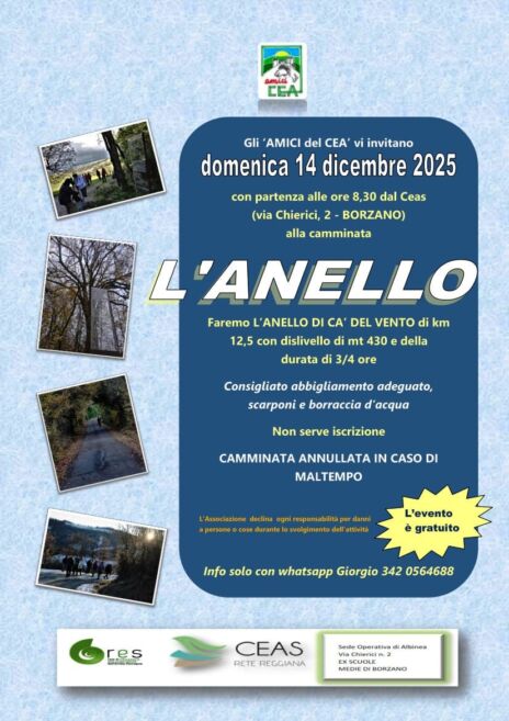 Leggi: «Domenica 14 dicembre la camminata sull’Anello…»