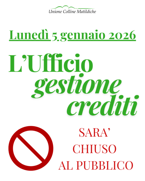Leggi: &laquo;Lunedì 5 gennaio 2026 l’Ufficio gestione&hellip;&raquo;