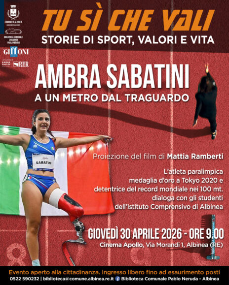 Leggi: «Il 30 aprile la campionessa paralimpica…»
