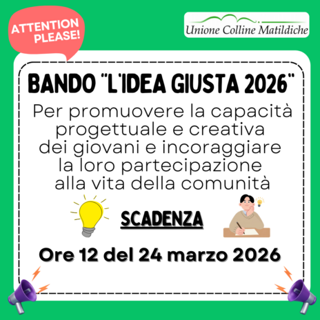Leggi: &laquo;Bando l’Idea Giusta 2026: domande entro&hellip;&raquo;