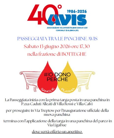 Leggi: &laquo;Per i suoi 40 anni Avis&hellip;&raquo;