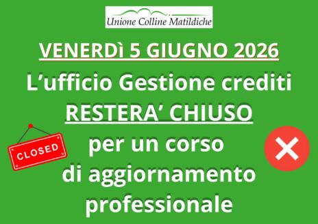 Leggi: &laquo;Venerdì 5 giugno chiuso l’Ufficio gestione&hellip;&raquo;