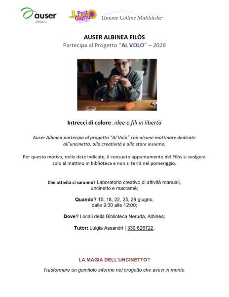 Leggi: &laquo;Auser con “Intrecci di colore” parteciperà&hellip;&raquo;