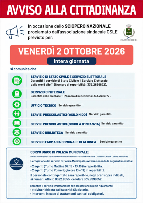 Leggi: «Venerdì 2 ottobre sciopero nazionale proclamato…»