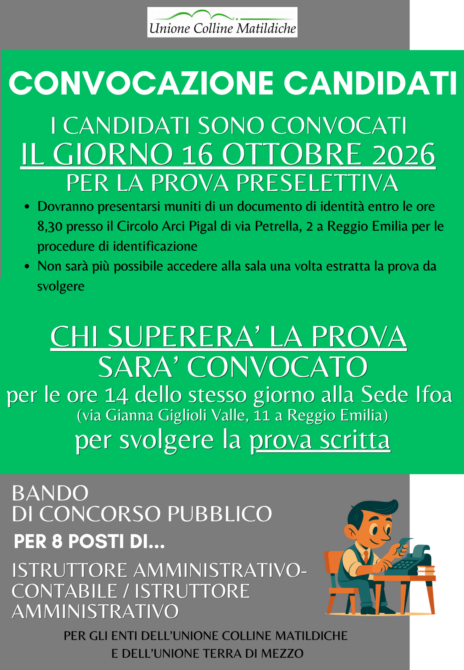 Leggi: «Bando di concorso per 8 posti…»