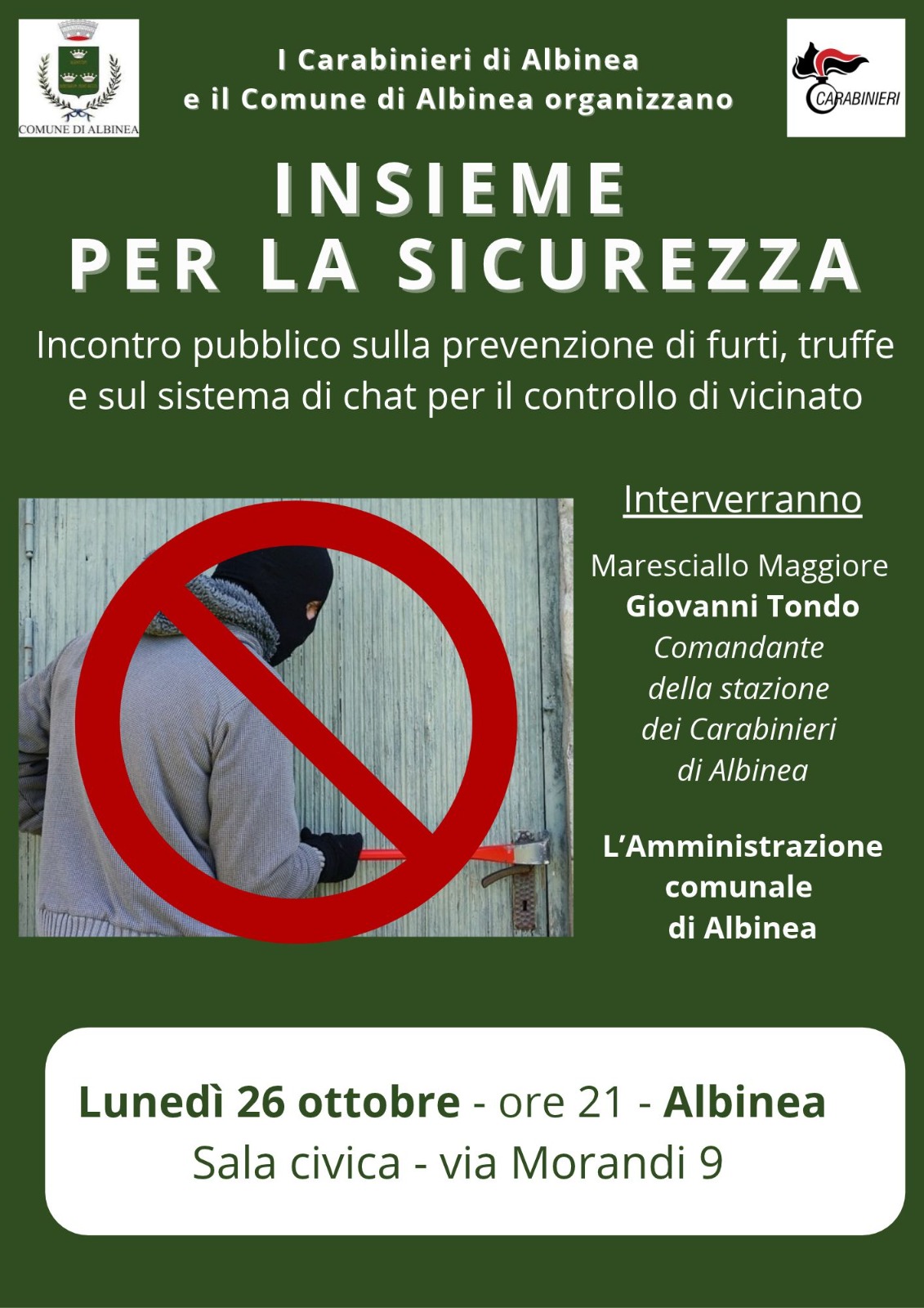 Locandina originale dell’incontro pubblico del 26 ottobre ad Albinea